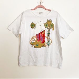 Vintage Crop Cowboy Western Horse Riding rodeo T-shirt - XL